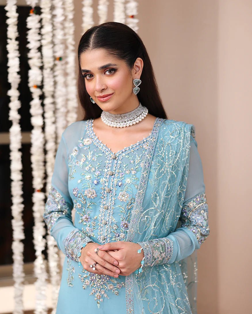 Roheenaz Aangan Chiffon Lehenga 3 Piece Unstitched Suit