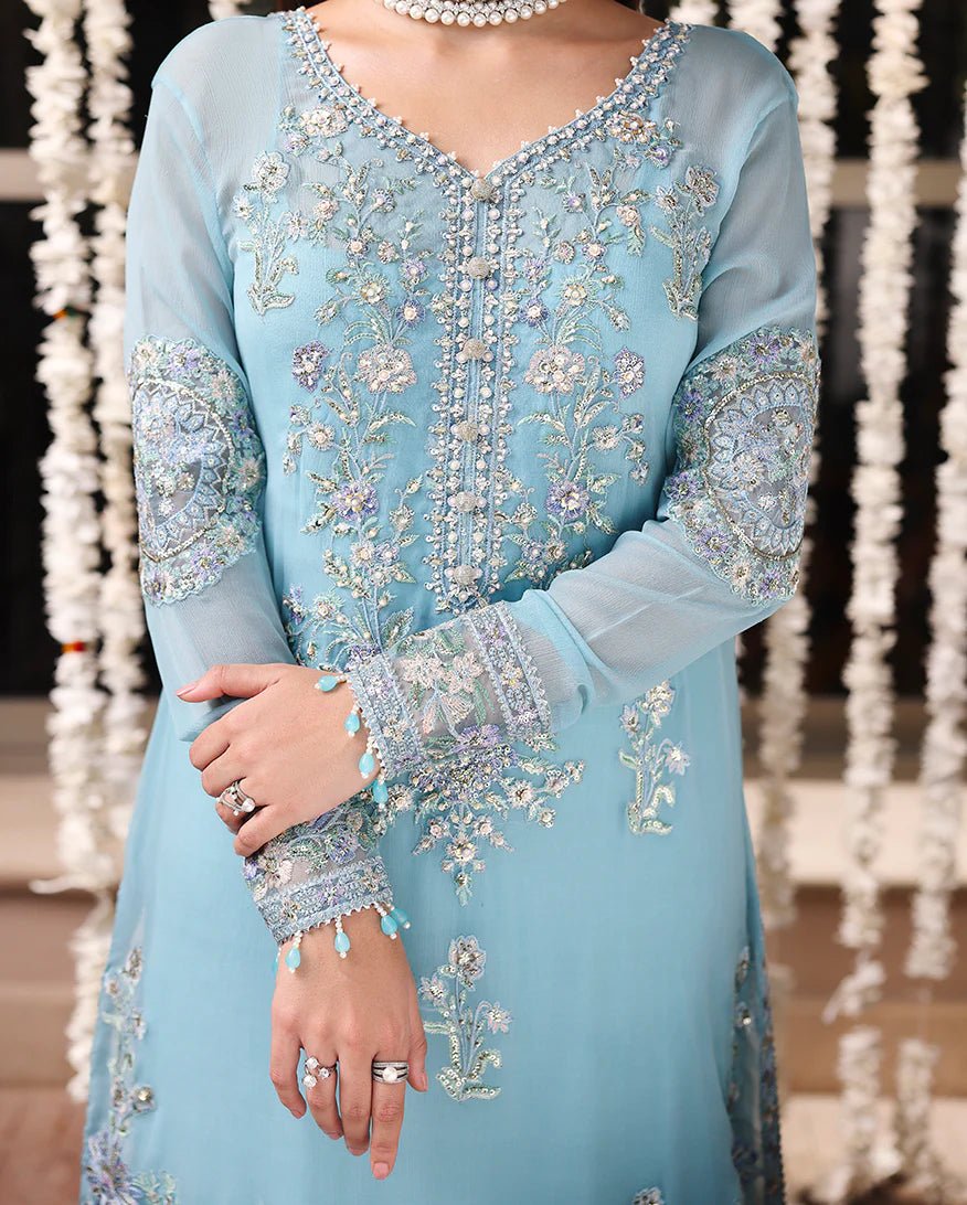 Roheenaz Aangan Chiffon Lehenga 3 Piece Unstitched Suit