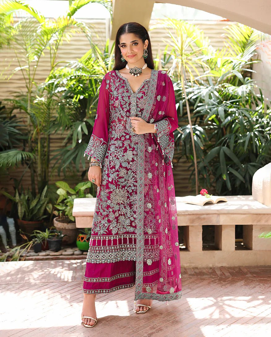 Roheenaz Aangan  Chiffon – 3 Piece Unstitched Lehenga Suit
