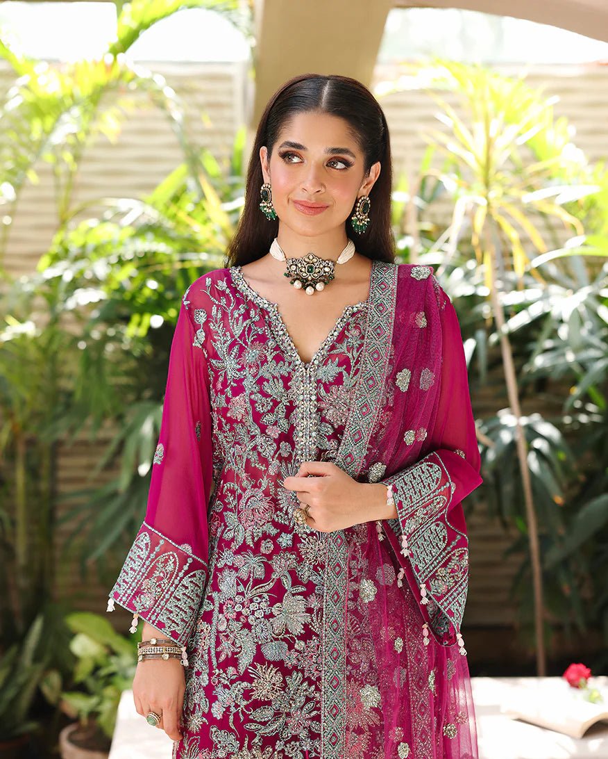 Roheenaz Aangan  Chiffon – 3 Piece Unstitched Lehenga Suit