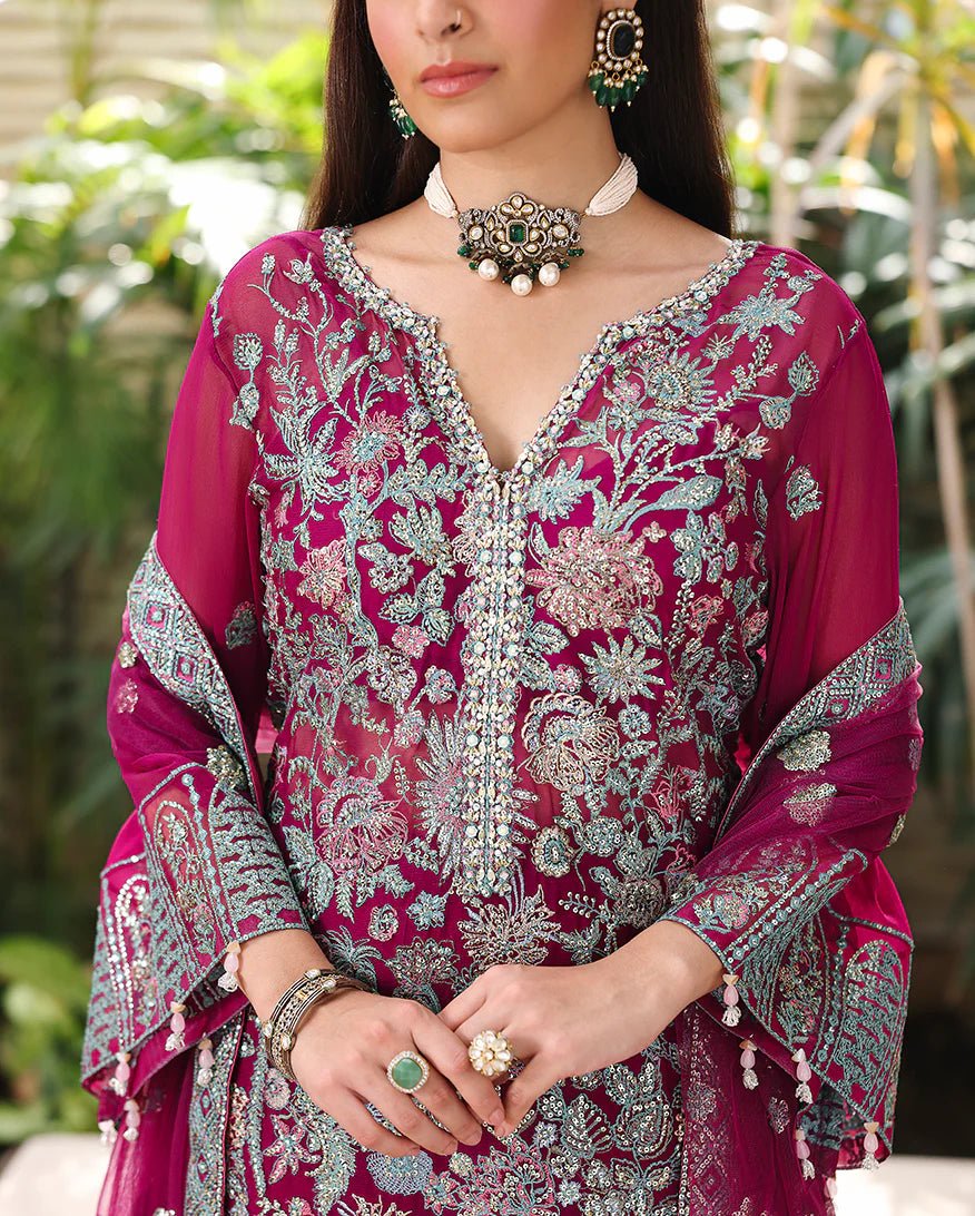 Roheenaz Aangan  Chiffon – 3 Piece Unstitched Lehenga Suit
