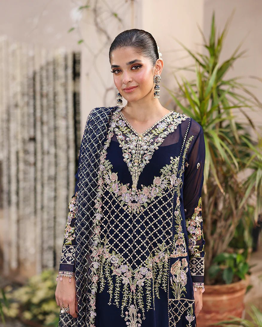 Roheenaz Aangan Chiffon 3 Piece Unstitched Lehenga Suit
