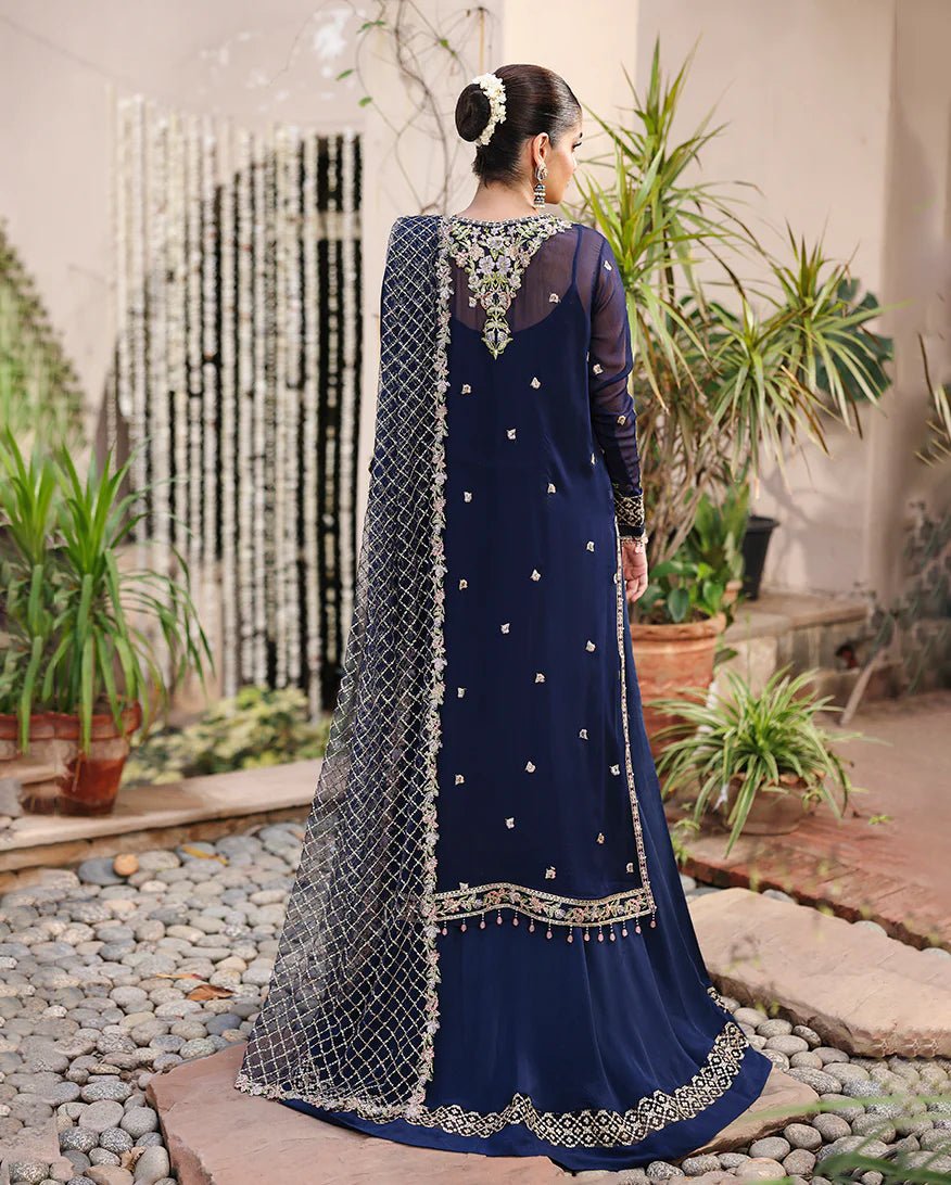 Roheenaz Aangan Chiffon 3 Piece Unstitched Lehenga Suit