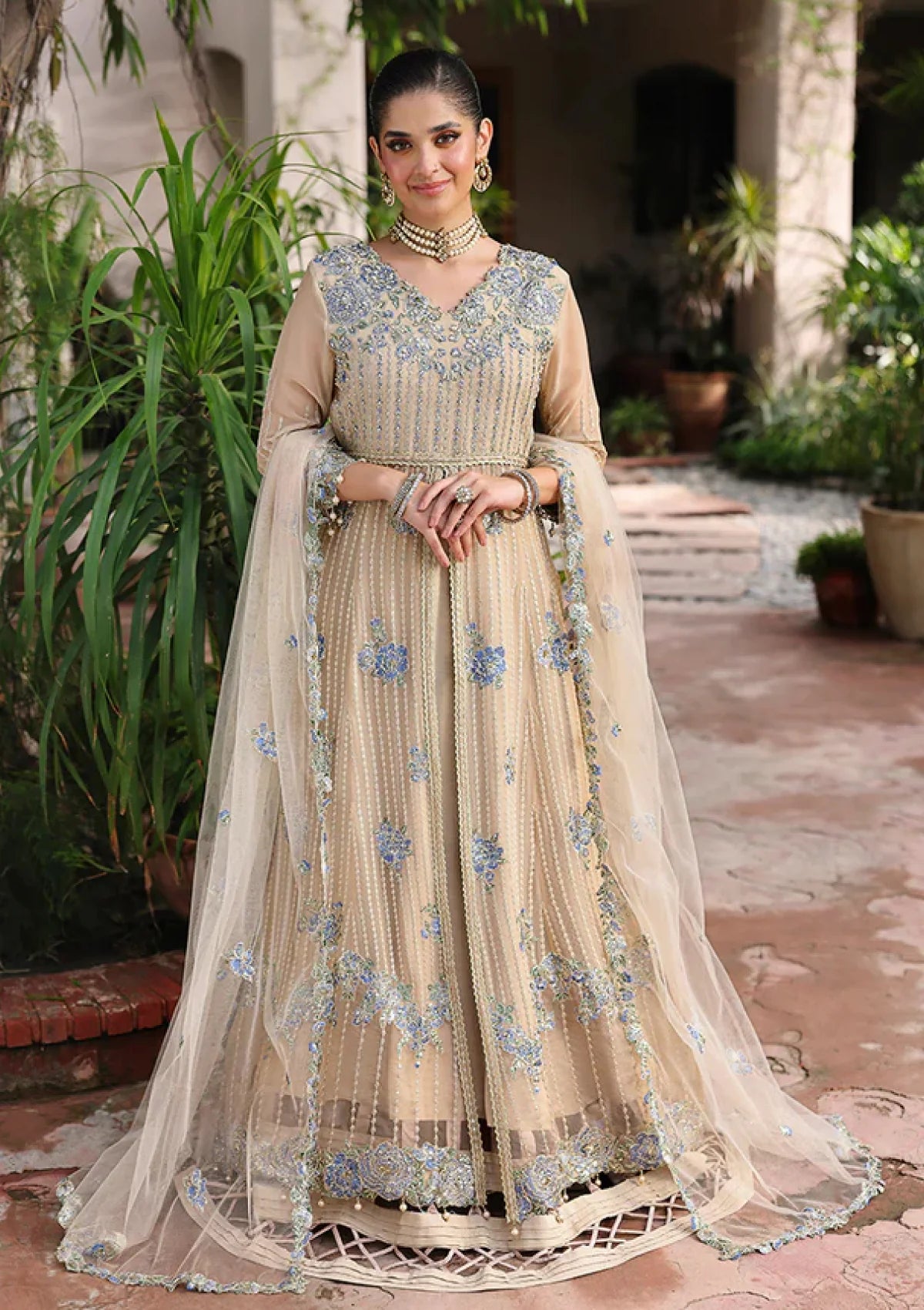 Roheenaz Aangan Peach Chiffon Lehenga 3 Piece Suit