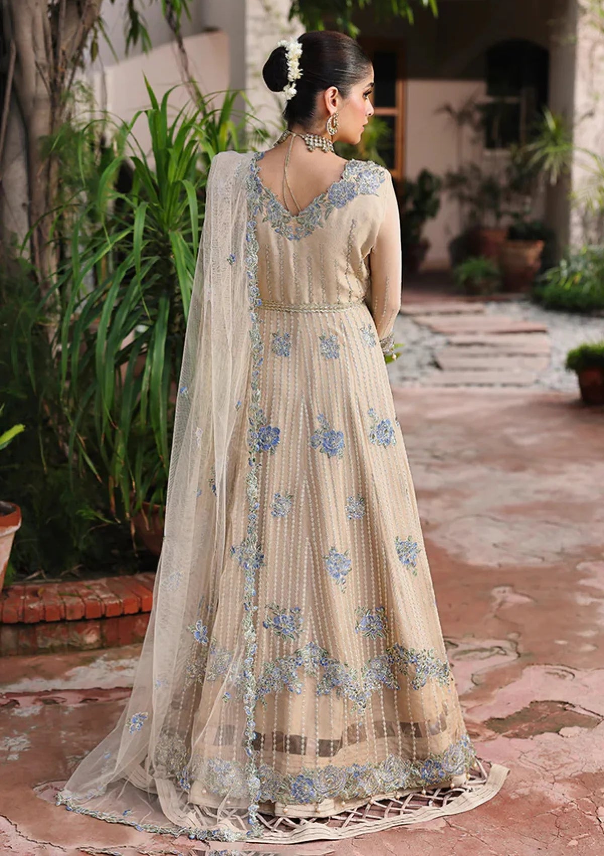 Roheenaz Aangan Peach Chiffon Lehenga 3 Piece Suit