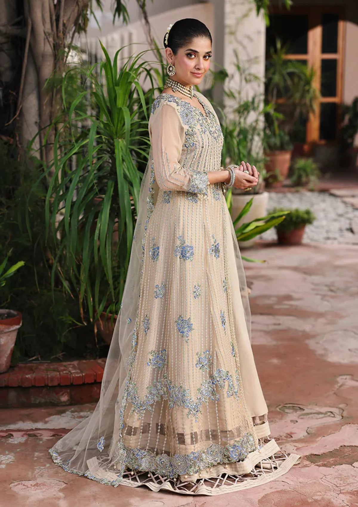 Roheenaz Aangan Peach Chiffon Lehenga 3 Piece Suit