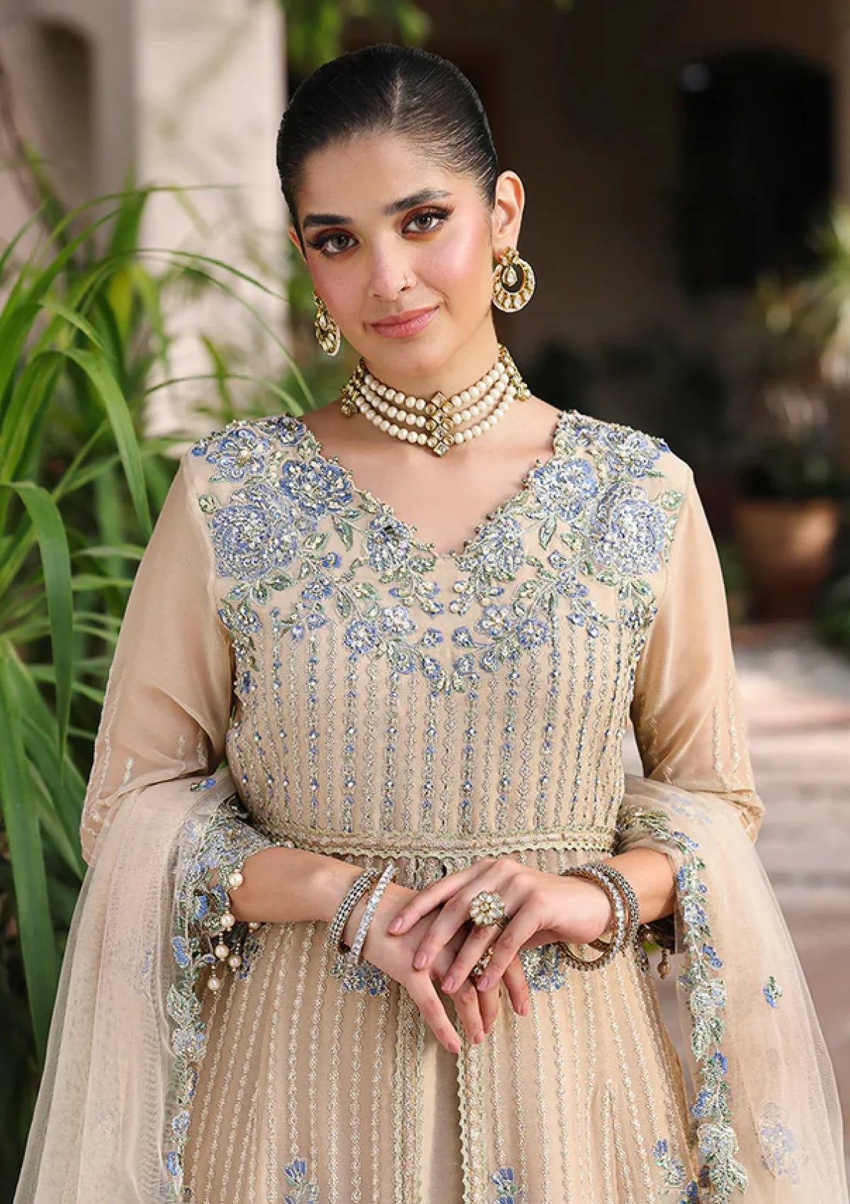 Roheenaz Aangan Peach Chiffon Lehenga 3 Piece Suit