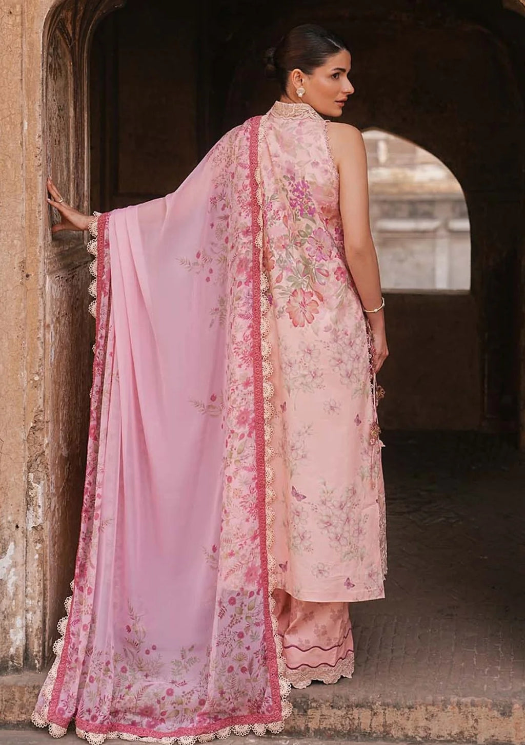 Zarqash Blush Pink 3 Piece Unstitched Embroidered Lawn Suit