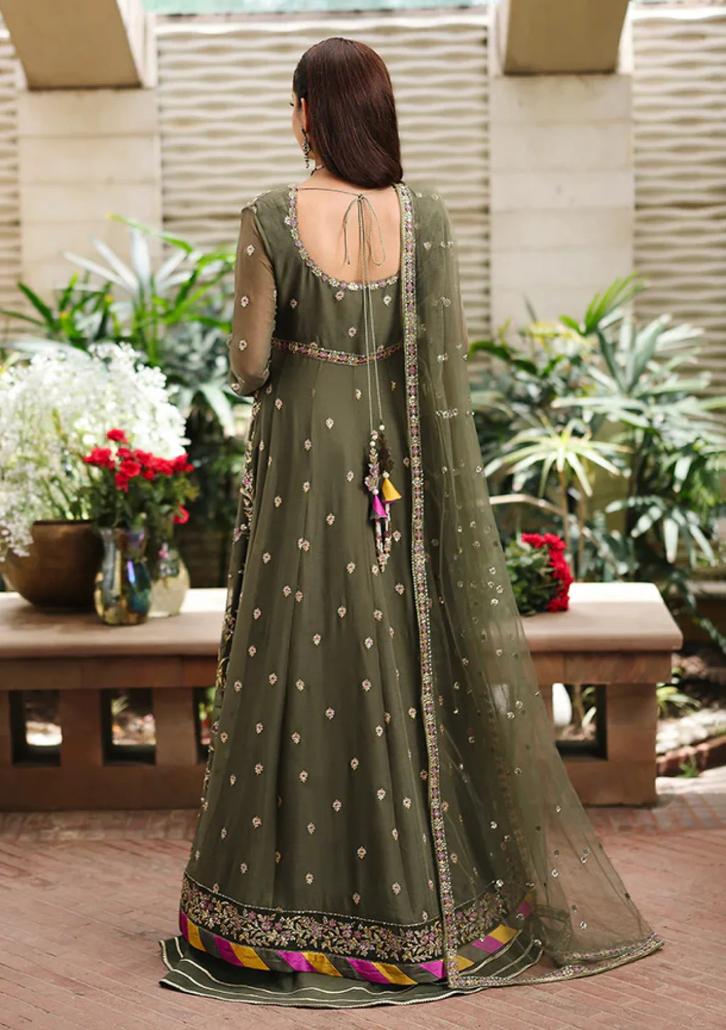 Roheenaz Aangan Green Chiffon Lehenga 3 Piece Suit