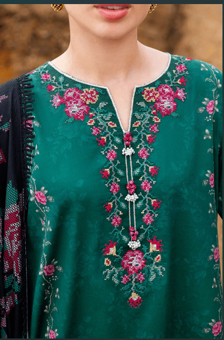 Crossstitch Garland Whisper 3-Piece Satin Printed Suit